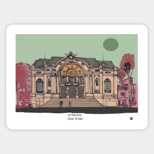 City Opera House Saigon Vietnam Illustration Sticker